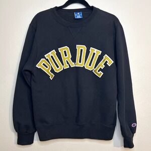 VTG Champion Purdue Black Crewneck Sweatshirt M‎ Y2K Collegiate Made in USA